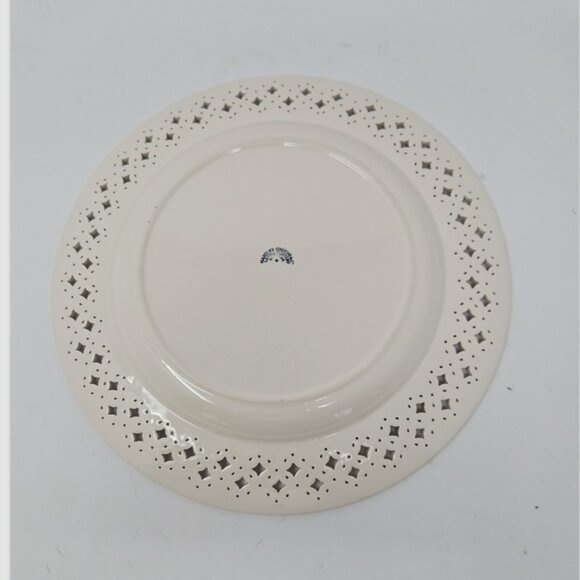 1 Vintage Hartley Greens Creamware Dinner Plate Diamond Pierce Cut Rim Edge 11" - Picture 4 of 4